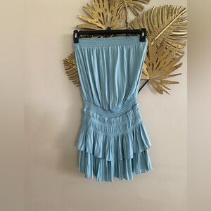 Mustard Seed Sky Blue Ruffled Mini Skirt